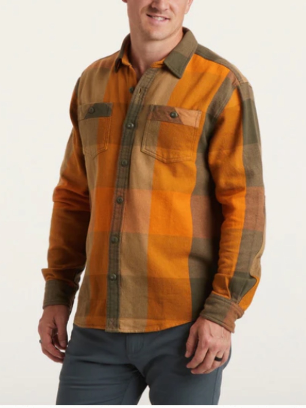 Howler Bros Men's L Outback Plaid Roadanthe Flannel Button Up Sol Glow NWT